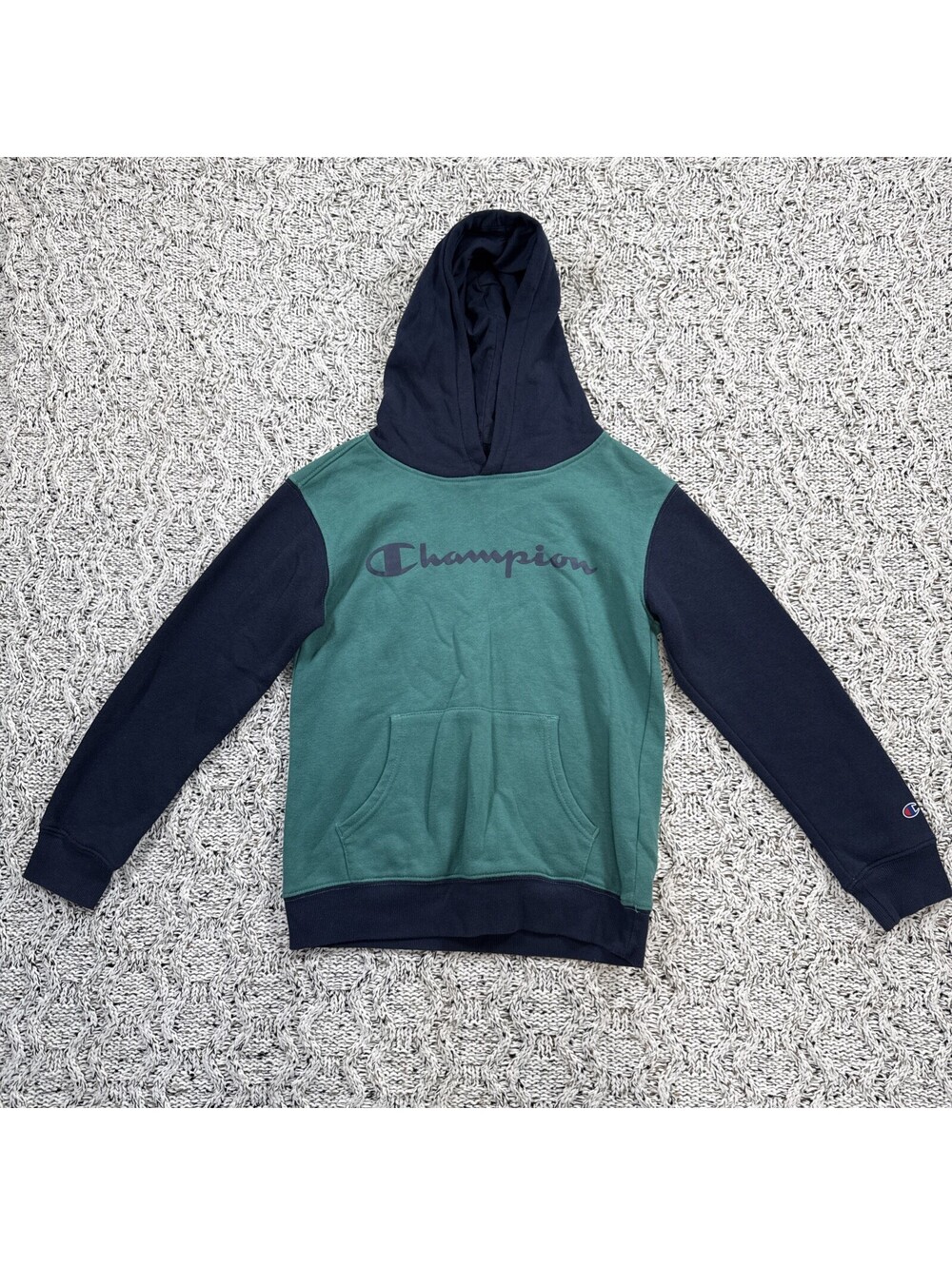 Champion Sweater Boys Small Blue Green Spell Logo Sweatshirt Hoodie Kid Youths